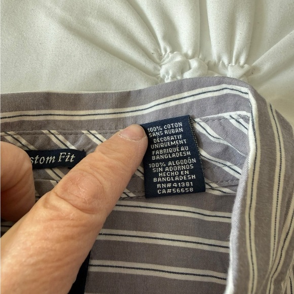 Chaps Classic Fit Button Down Shirt Mens XL Gray And White Stripes 100% Cotton - Picture 5 of 11